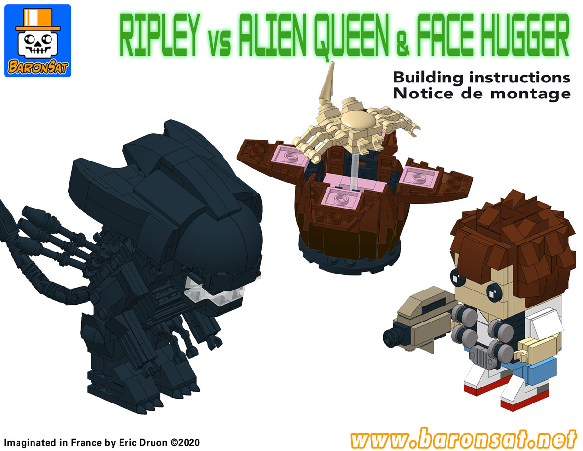 Lego moc Aliens Ripley Alien Queen facehugger Brickheadz instructions Sample