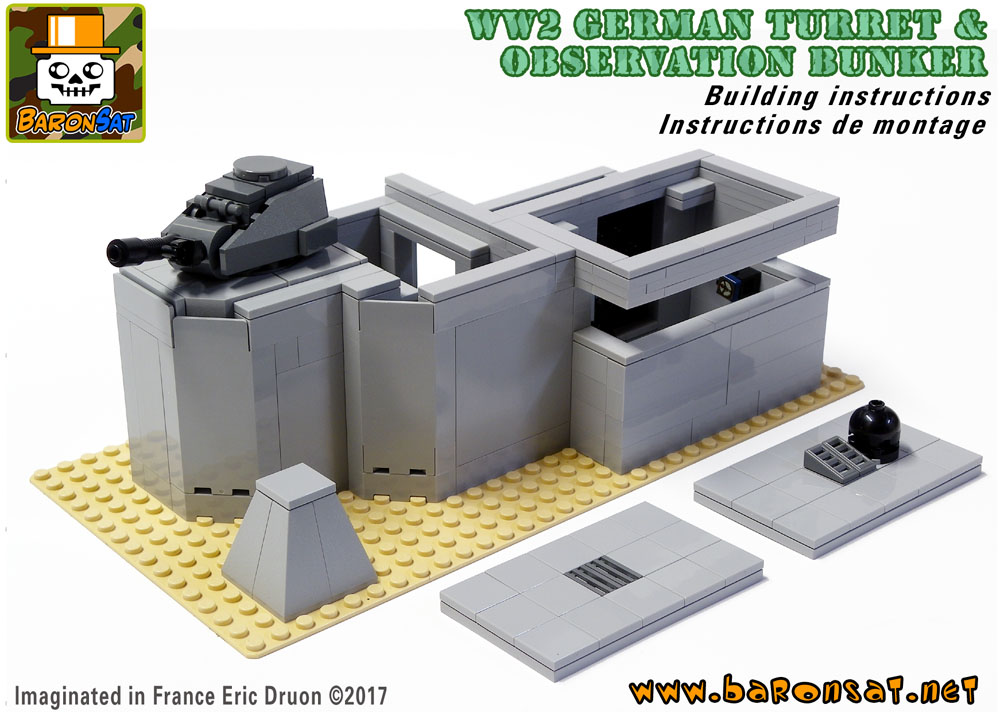 Lego ww2 Turret Observation Bunker building instructions