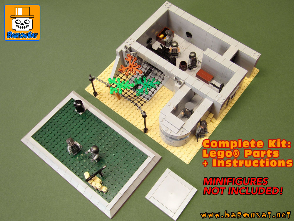 Lego Bricks Custom Model German Observation Bunker & Cannon interior