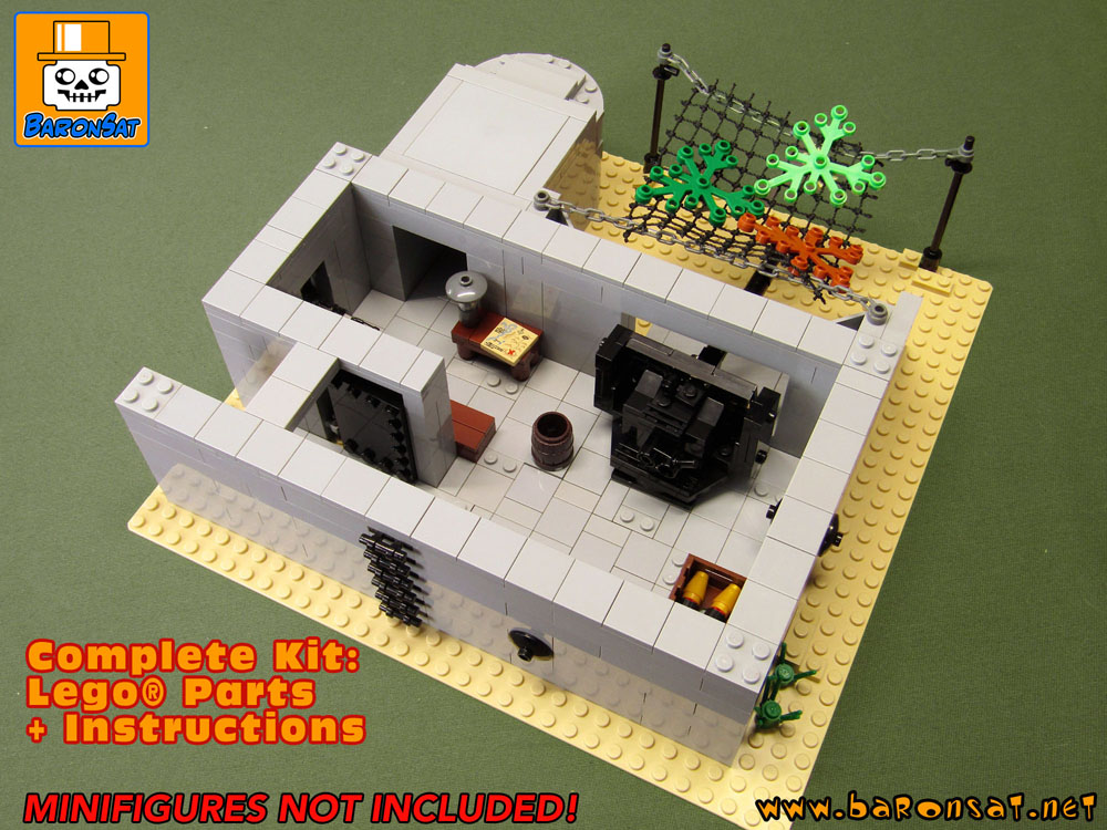 Lego Bricks Custom Model German Observation Bunker & Cannon back view