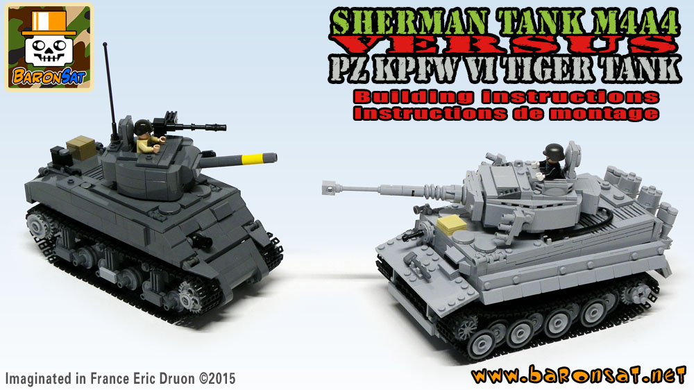 Lego moc Sherman vs Tiger tanks Custom Model Building Instructions