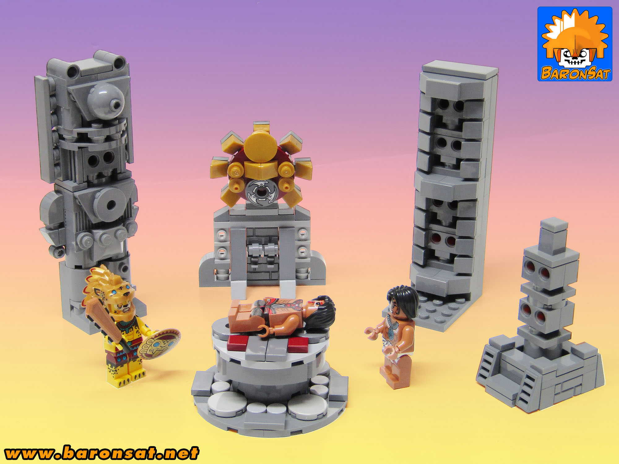 Lego moc aztec statues idols jaguar warrior