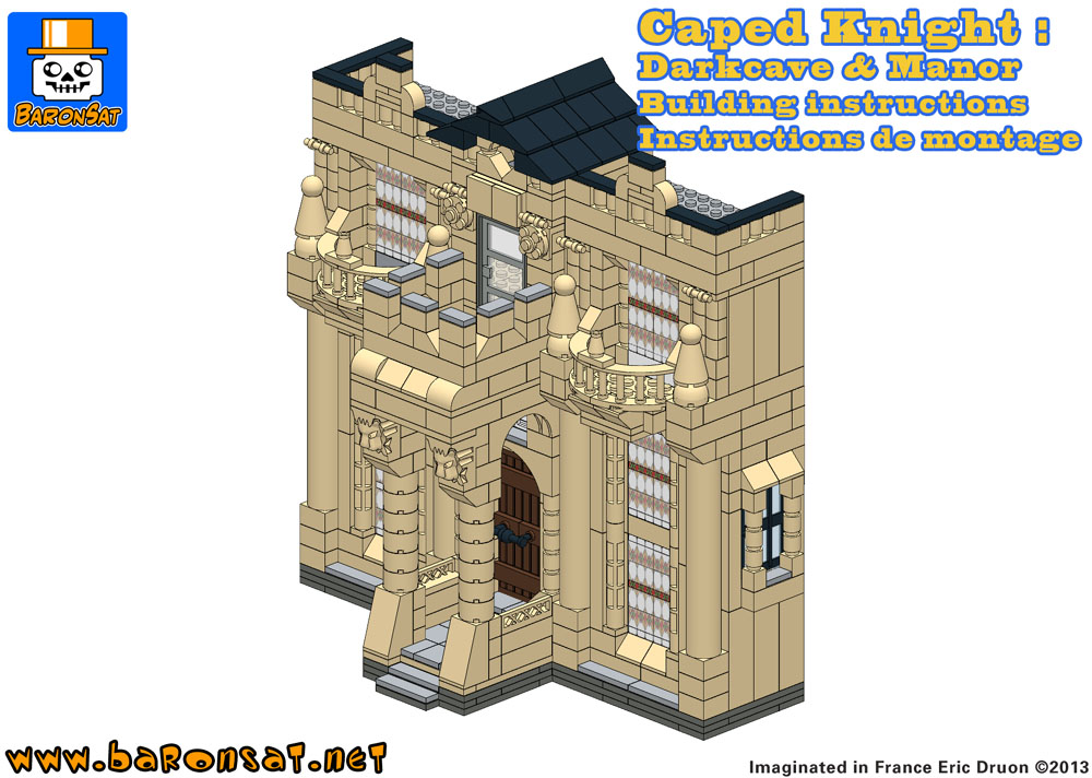 Instructions Lego Bricks Custom Batcave & Wayne Manor Front View