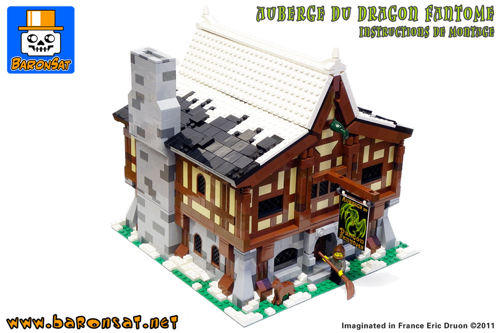 Lego Castle moc Ghost Dragon Inn Custom Building Instructions