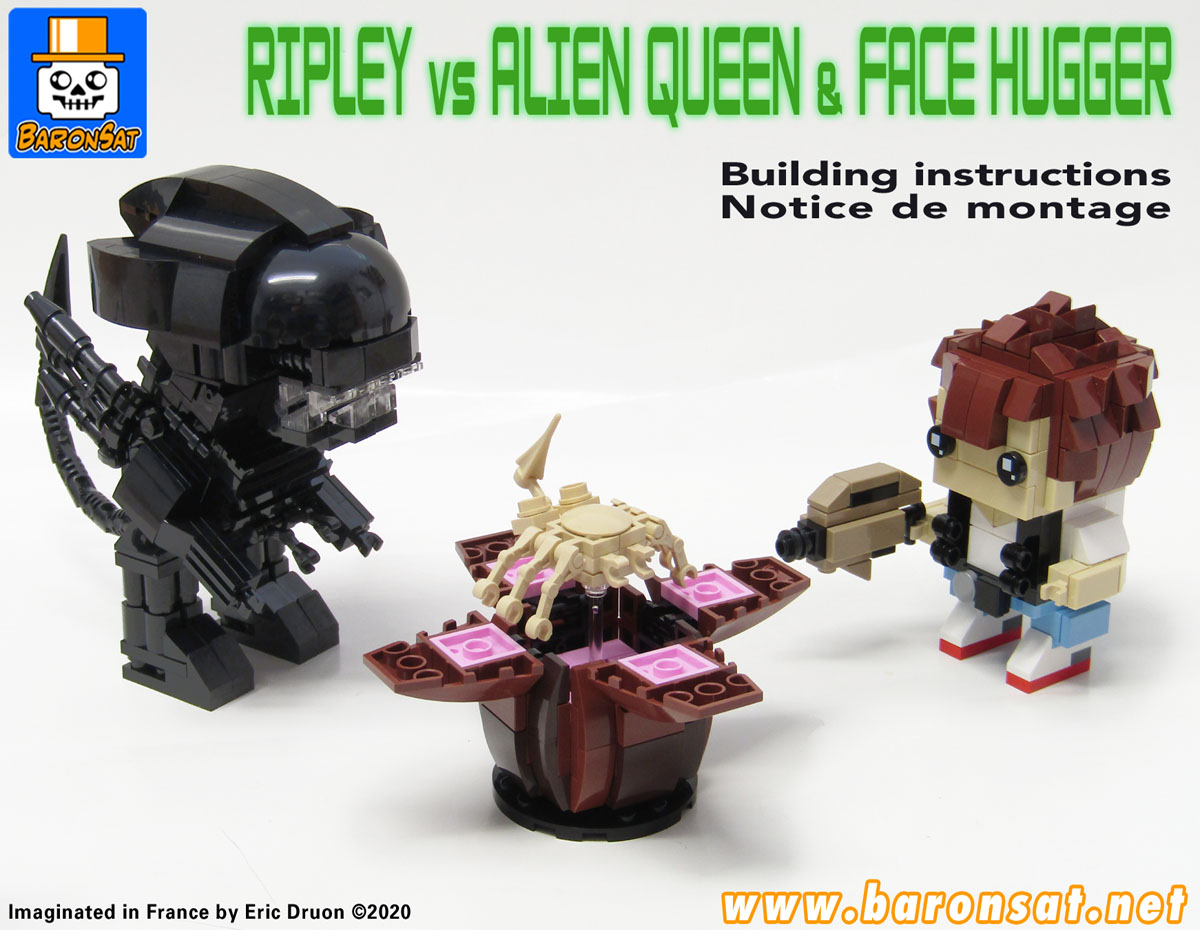 Lego moc Aliens Ripley Alien Queen facehugger Brickheadz instructions