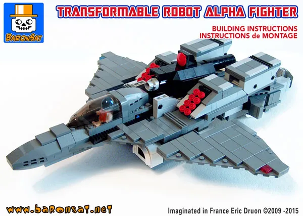 Robotic Transformable Fighter Grey Alpha Lego custom moc building instructions