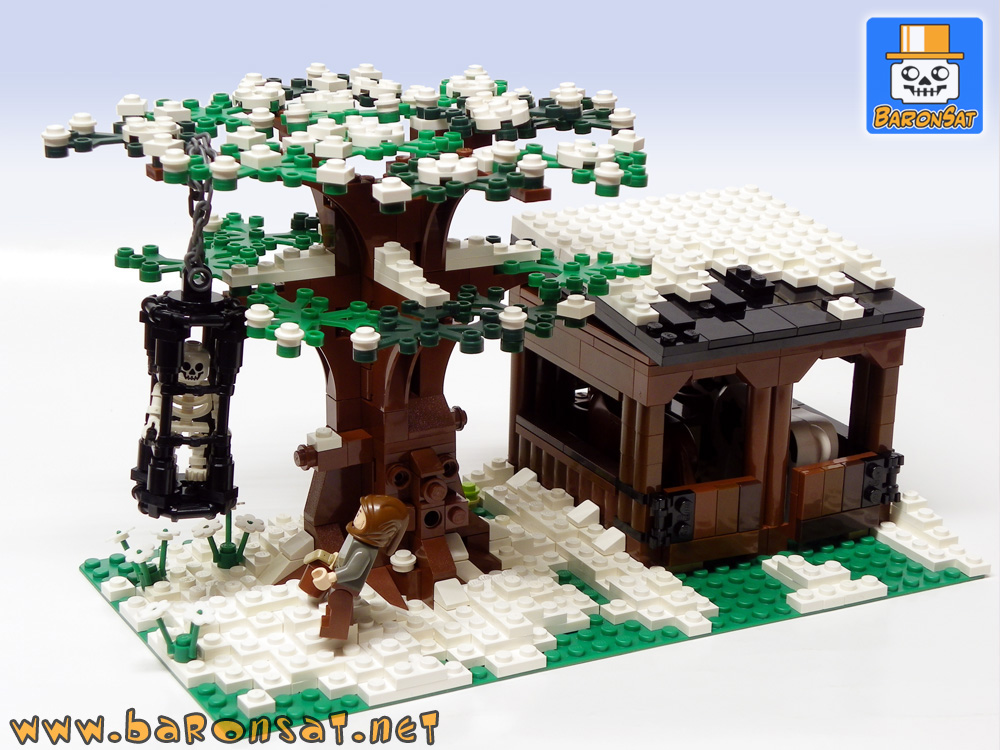 Lego Castle moc Stables for Ghost Dragon inn Custom Model Front View