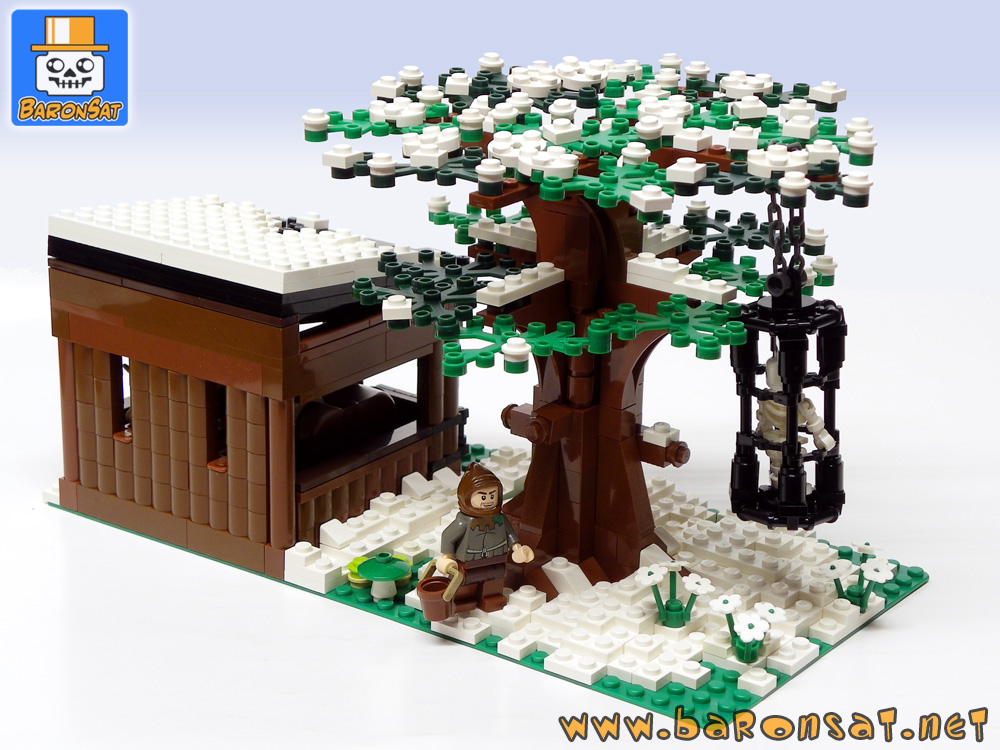 Lego Castle moc Stables for Ghost Dragon inn Custom Model Back View