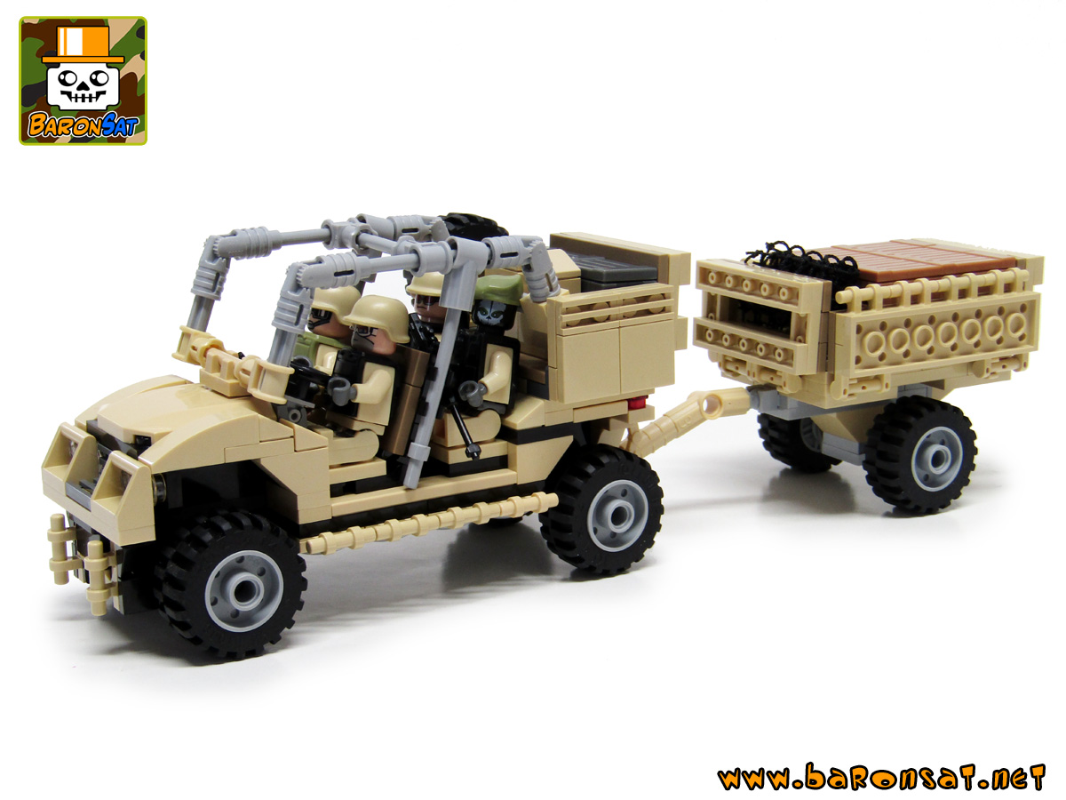 Lego moc Polaris tactical off-road vehicle with Trailer Front View