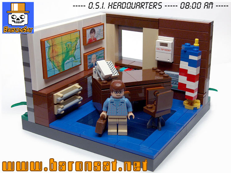 Lego OSI Headquarters model Oscar arrival