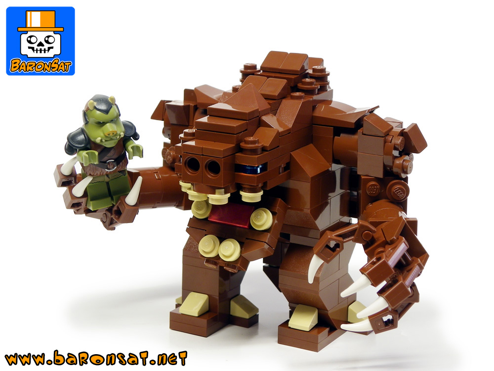 Lego bricks moc Rancor holds Gamorrean