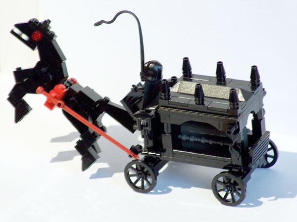 Lego horse drawn hearse moc model side view