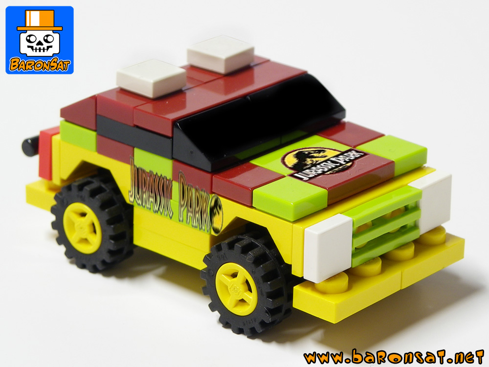 micro jurassic park jeep custom moc models made of lego bricks